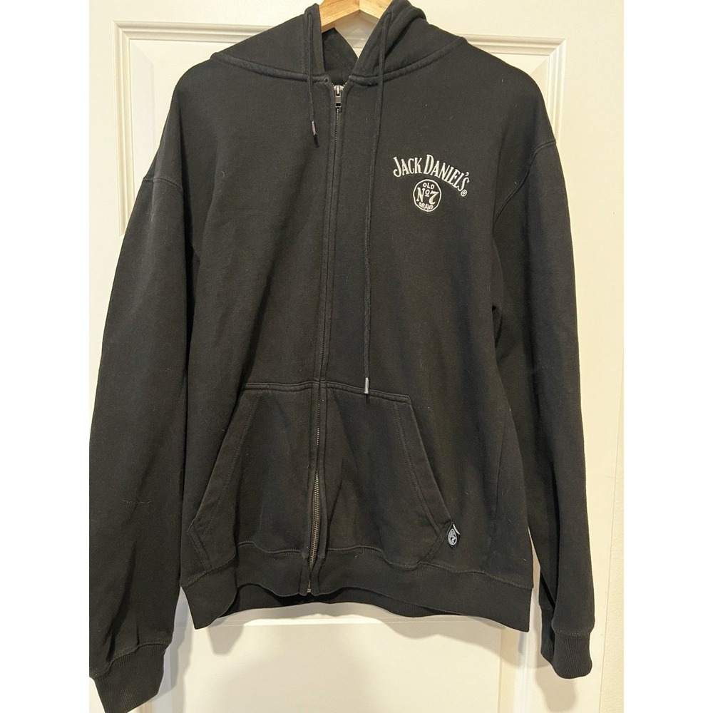 Jack Daniel's Hoodie Mens Medium Black Full Zip Old No 7 Graphic